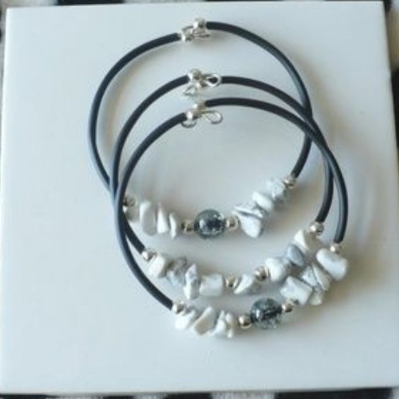 ❤️NEW 3 Handmade Gray Memory Wire Bracelets - Picture 2 of 4